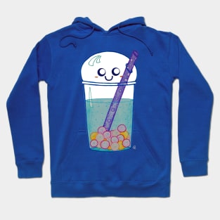 Happy Boba - Kawaii Blue Bubble Tea with a Straw Hoodie